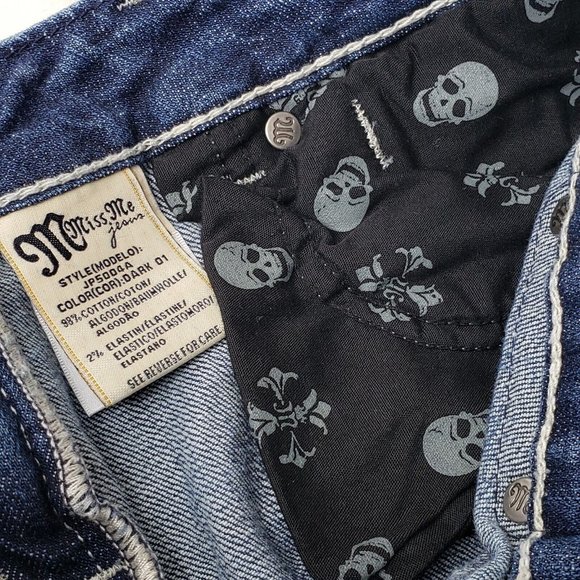 Miss Me Women's Boot Cut Jeans Blue Pockets Embroidered Low Rise Denim 28 - Picture 7 of 9